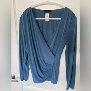 Attention Soldier Blue Faux Wrap Top - Medium